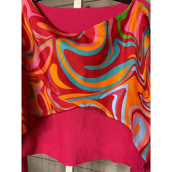 NWT Made With Love Sweater top pant set MED Abstract Retro Pink Knit Contemp - Picture 5 of 8